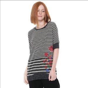 DESIGUAL Knitted Studded Floral Short Sleeve Top